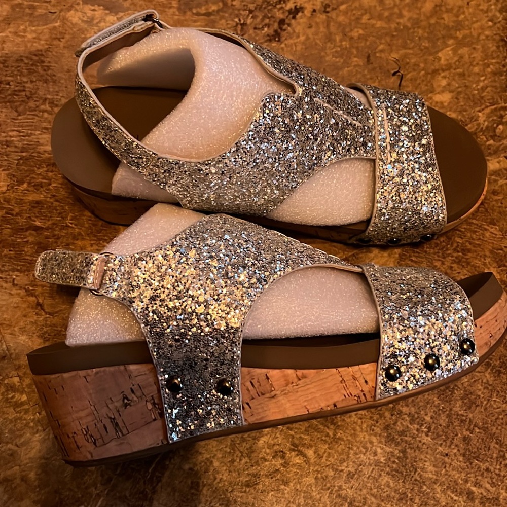 Silver Glitter Refreshing Wedges by Corkys